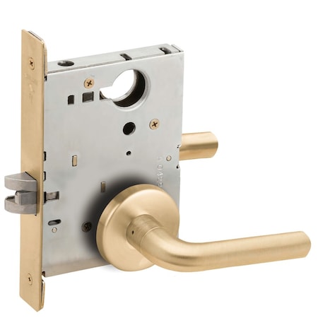 Schlage Grade 1 Passage Latch Mortise Lock, 02 Lever, B Rose, Satin Brass Finish, Field Reversible L9010 02B 606